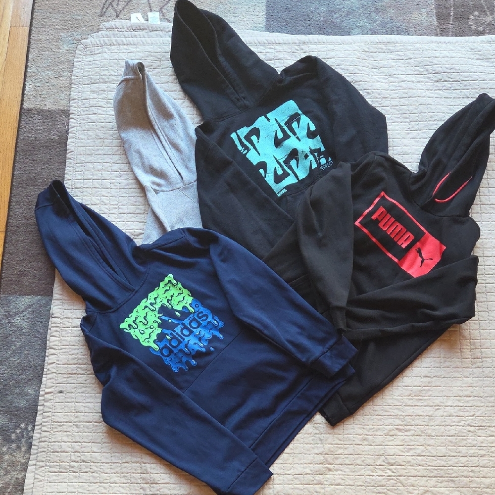 (BUNDLE) Adidas and Puma Kids Hoodies - Black, Blue, Gray (Bundle).
